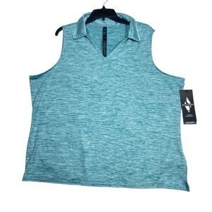 Skechers GoWalk Club Polo Womens 3XL Teal/Blue Sleeveless Activewear Fitness NWT